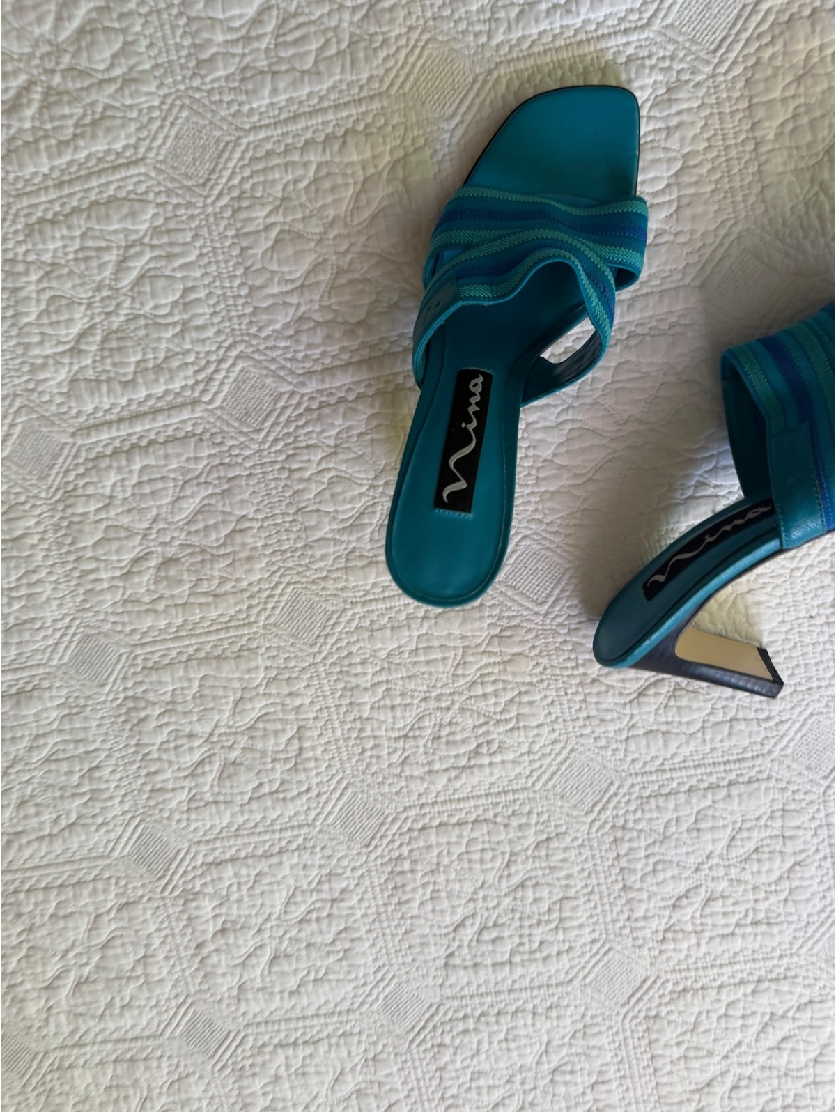 Nina Blue Strappy Square Toe Heeled Sandals Size 8m — image 2 of 3